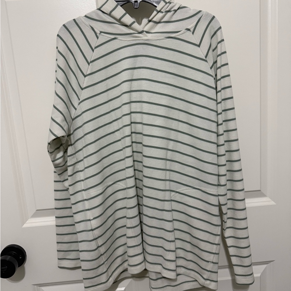 Striped Hooded Long Sleeve Top